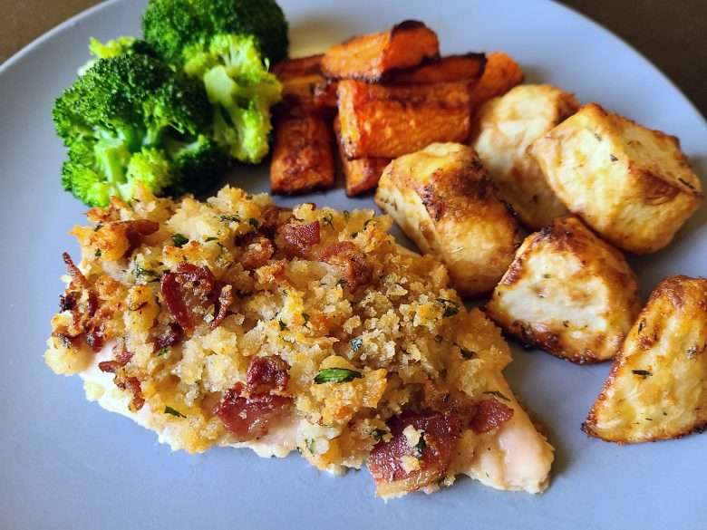 Bacon and Bread Crumb Topped Chicken