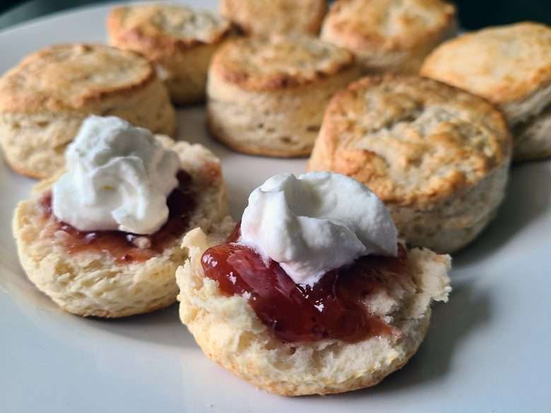 English scones with jam and cream