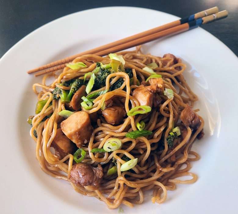 Chicken and Broccoli Noodles with Dark Soy Sauce