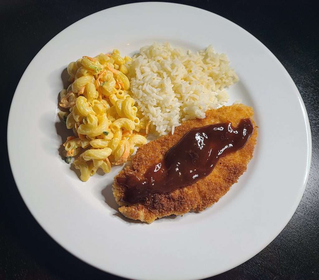 Chicken Katsu with Macaroni Salad and Rice