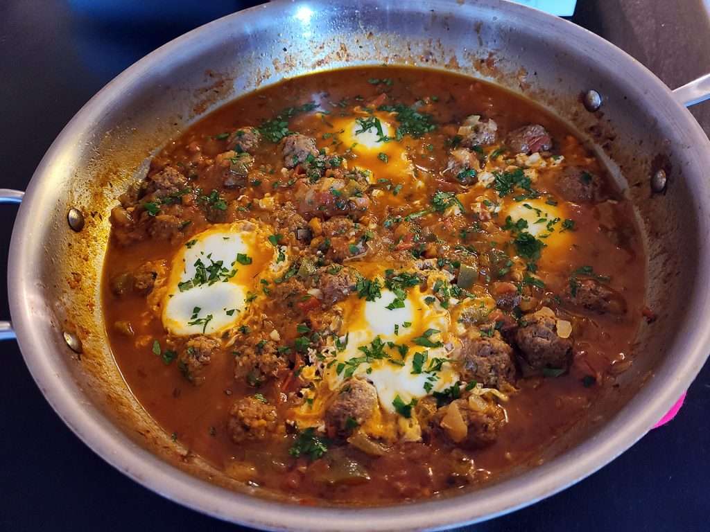 Kefta Tagine (Meatballs in Spicy Tomato Sauce with Poached Eggs)