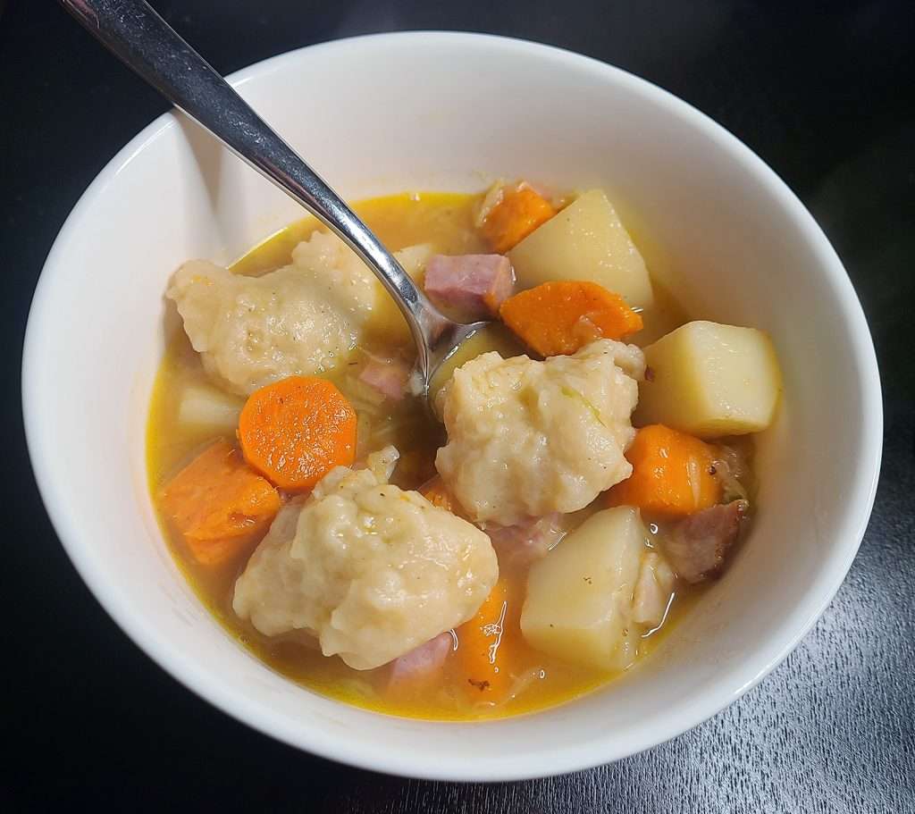 Boil Up (Pork and Root Vegetable Soup with Dumplings)