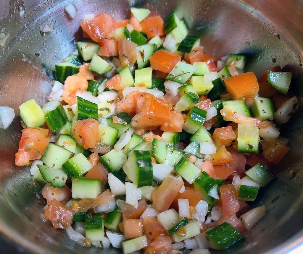 Salata Falahiyeh (Cucumber, Tomato, and Onion Salad)