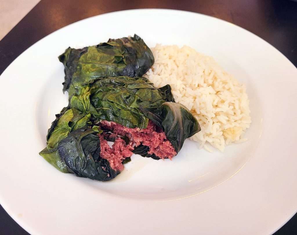 Palosami (Leafy Greens Stuffed with Corned Beef and Coconut Milk)