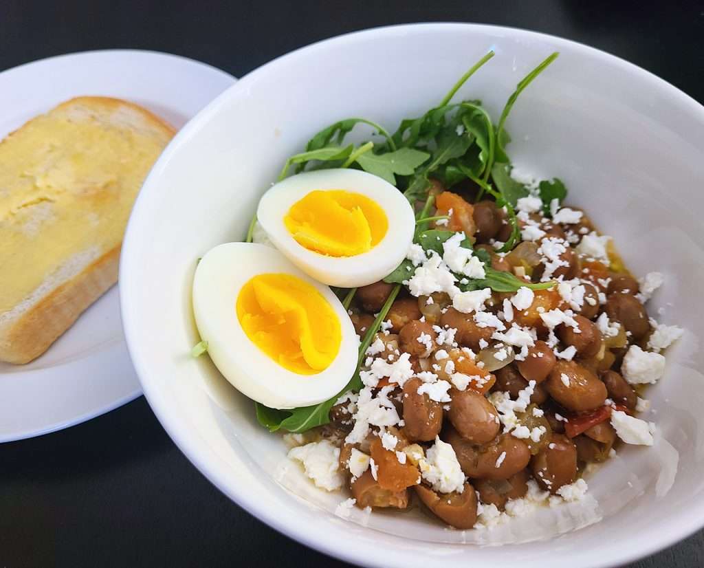 Fuul (Fava Beans with Feta and Egg)